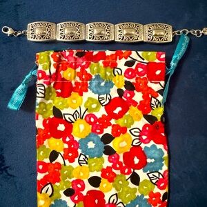 Brighton Dazzling Silver Swirl Bracelet with Floral Pouch